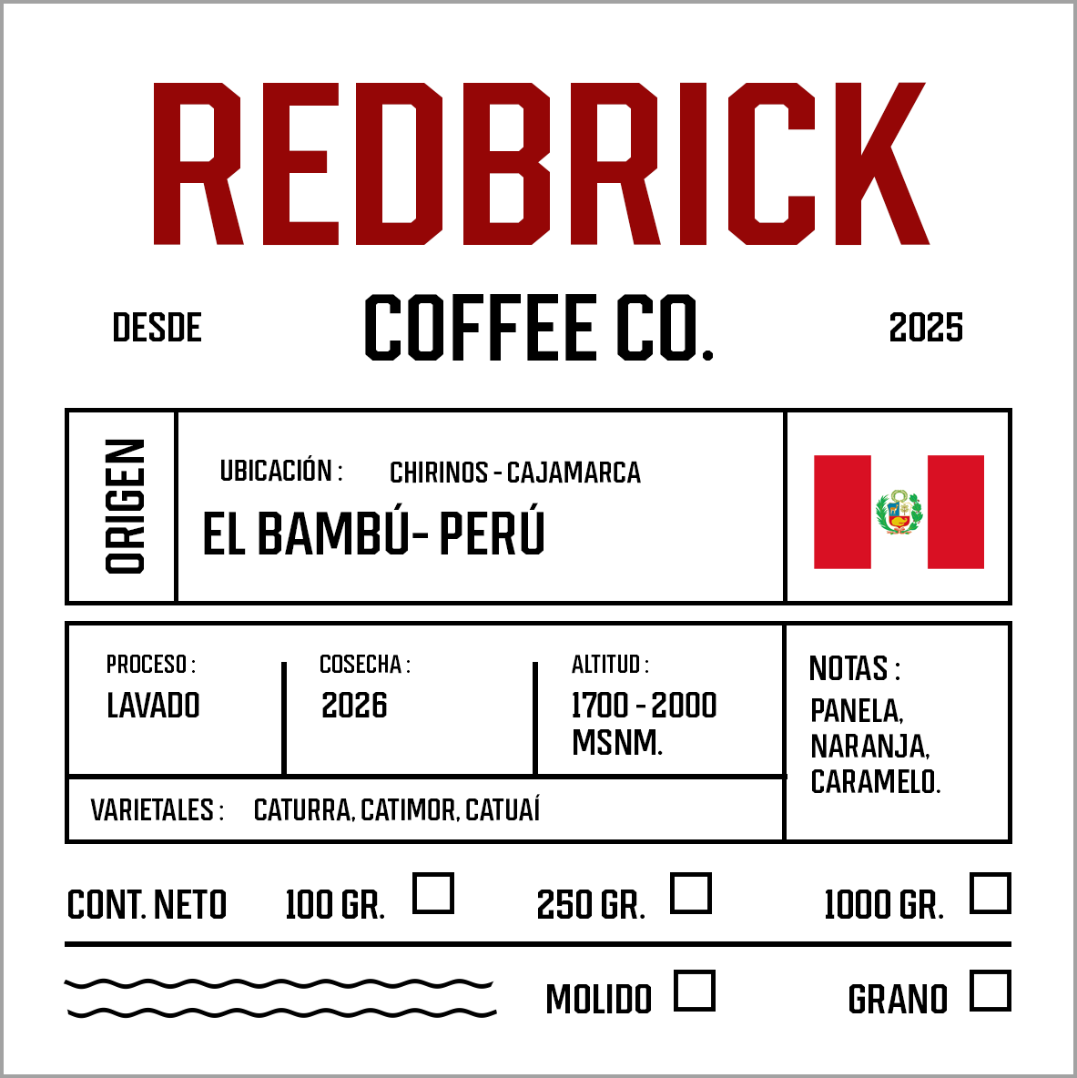 PERÚ EL BAMBÚ 250 GR
